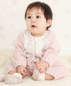 SLAP SLIP BABY / スラップ スリップ ベビー ロンパース | フリルラウンド切り替えベロア2WAYオールベビー(50~70cm)