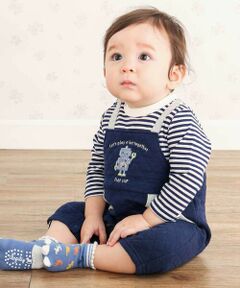 SLAP SLIP BABY / スラップ スリップ ベビー ロンパース | アニマルイヌ飛行機ロボットモチーフサロペットボーダードッキングカバーオールベビー(70~80cm)