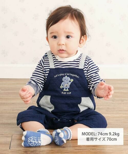 SLAP SLIP BABY / スラップ スリップ ベビー ロンパース | アニマルイヌ飛行機ロボットモチーフサロペットボーダードッキングカバーオールベビー(70~80cm) | 詳細1