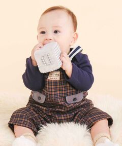 SLAP SLIP BABY / スラップ スリップ ベビー ロンパース | アニマルイヌ恐竜プリントボディミニ+チェックサロペット(70~80cm)