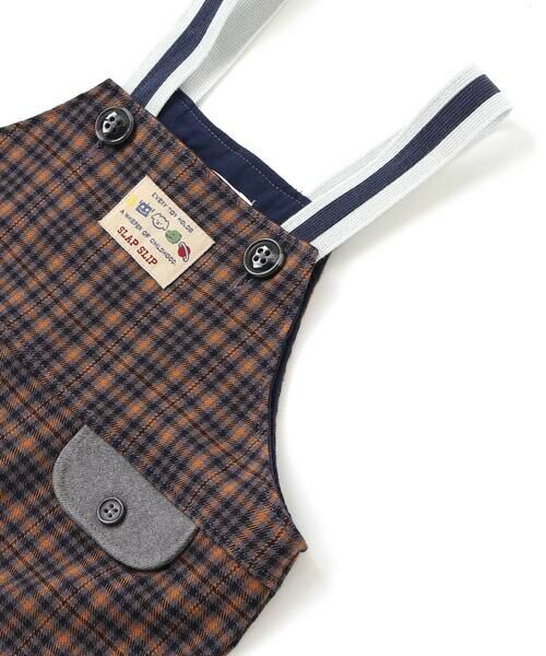 SLAP SLIP BABY / スラップ スリップ ベビー ロンパース | アニマルイヌ恐竜プリントボディミニ+チェックサロペット(70~80cm) | 詳細8