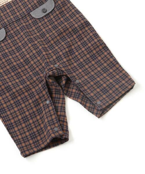 SLAP SLIP BABY / スラップ スリップ ベビー ロンパース | アニマルイヌ恐竜プリントボディミニ+チェックサロペット(70~80cm) | 詳細10