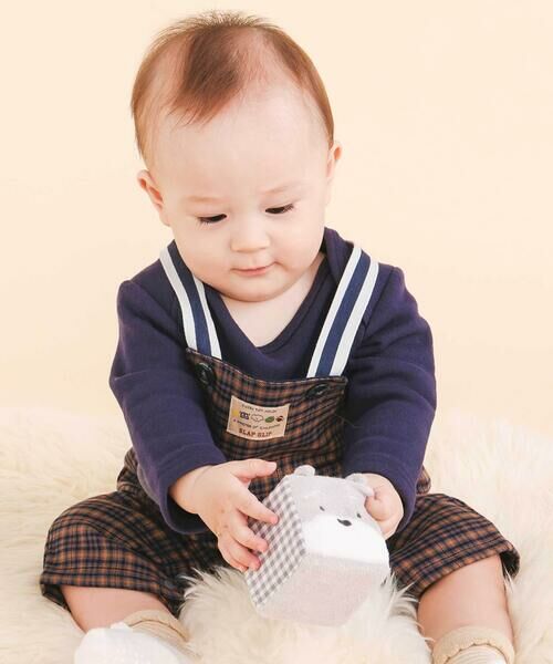 SLAP SLIP BABY / スラップ スリップ ベビー ロンパース | アニマルイヌ恐竜プリントボディミニ+チェックサロペット(70~80cm) | 詳細20