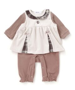 SLAP SLIP BABY / スラップ スリップ ベビー ロンパース | チェック切り替えベロアスカート襟付きロンパース(60~80cm)