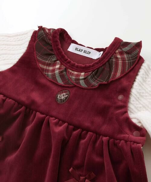 SLAP SLIP BABY / スラップ スリップ ベビー ロンパース | チェック切り替えベロアスカート襟付きロンパース(60~80cm) | 詳細5