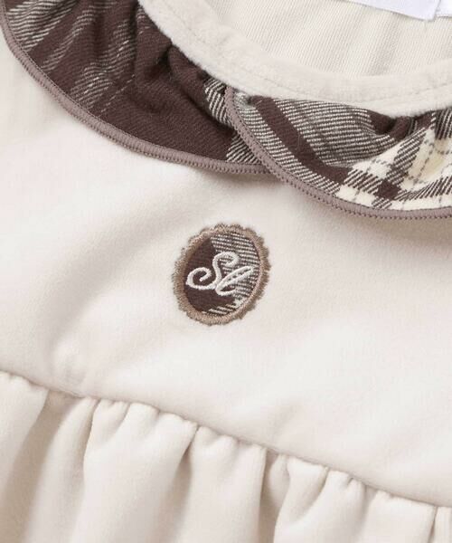 SLAP SLIP BABY / スラップ スリップ ベビー ロンパース | チェック切り替えベロアスカート襟付きロンパース(60~80cm) | 詳細8