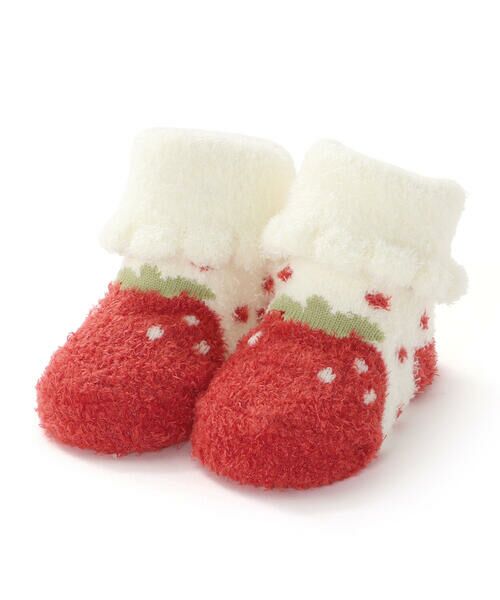 SLAP SLIP BABY / スラップ スリップ ベビー ベビー・キッズグッズ | 【お揃い】いちごドットもこもこソックス(9~12cm) | 詳細1