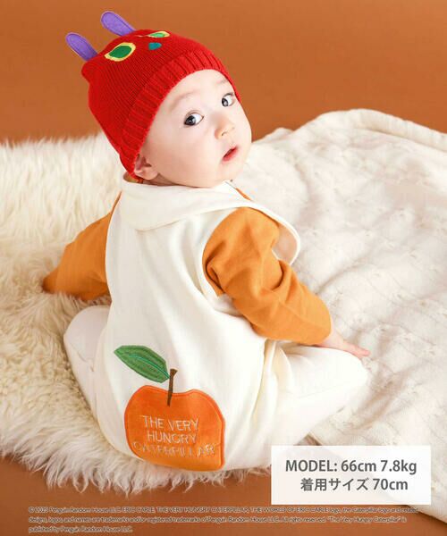 SLAP SLIP BABY / スラップ スリップ ベビー ロンパース | 【絵本コラボ-はらぺこあおむし-】袖配色おしりパッチカバーオール(70~80cm) | 詳細6