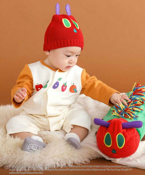 SLAP SLIP BABY / スラップ スリップ ベビー ロンパース | 【絵本コラボ-はらぺこあおむし-】袖配色おしりパッチカバーオール(70~80cm) | 詳細7