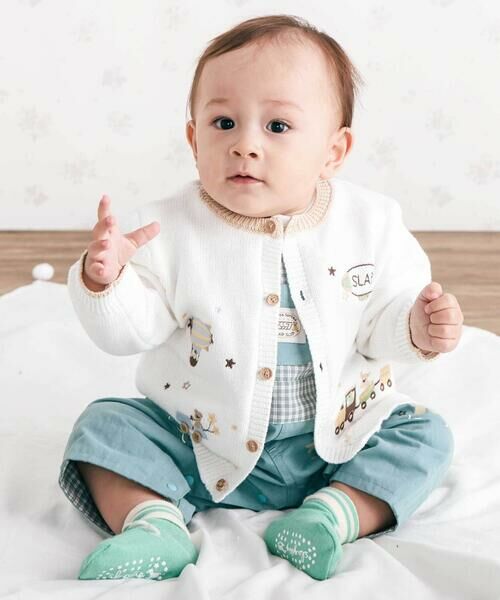 SLAP SLIP BABY / スラップ スリップ ベビー ベビー・キッズウエア | 恐竜アニマルのりもの刺しゅう配色ニットカーディガンベビー(70~80cm) | 詳細2