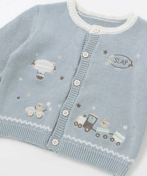 SLAP SLIP BABY / スラップ スリップ ベビー ベビー・キッズウエア | 恐竜アニマルのりもの刺しゅう配色ニットカーディガンベビー(70~80cm) | 詳細12