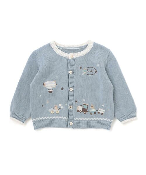SLAP SLIP BABY / スラップ スリップ ベビー ベビー・キッズウエア | 恐竜アニマルのりもの刺しゅう配色ニットカーディガンベビー(70~80cm) | 詳細7
