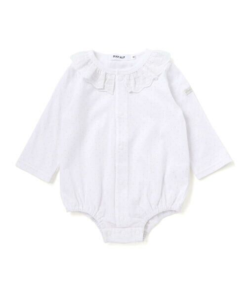 SLAP SLIP BABY / スラップ スリップ ベビー ロンパース | ドットボーダー襟付きボディミニベビー(70~80cm)（ホワイト系(レース)）