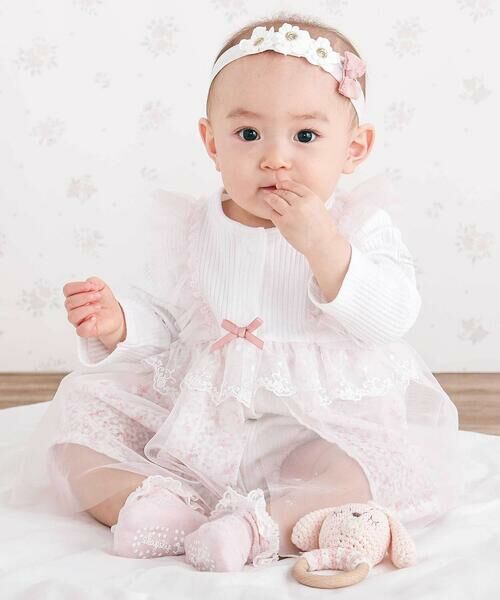 SLAP SLIP BABY / スラップ スリップ ベビー ロンパース | チュール花柄スカートドッキングボディミニベビー(70~80cm)（ピンク）