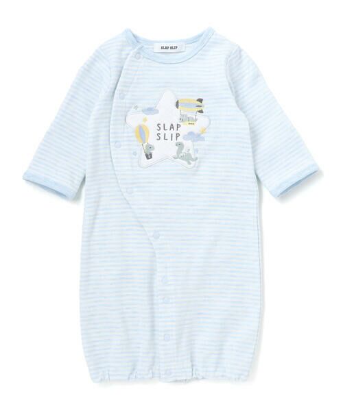 SLAP SLIP BABY / スラップ スリップ ベビー ロンパース | アニマルクマウサギ恐竜お星さまパッチ2WAYオールベビー(50~70cm)（ブルー系）