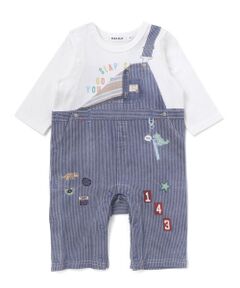 SLAP SLIP BABY / スラップ スリップ ベビー ロンパース | アニマルクマさんストライプサロペット重ね着風プリントロンパースベビー(60~80cm)