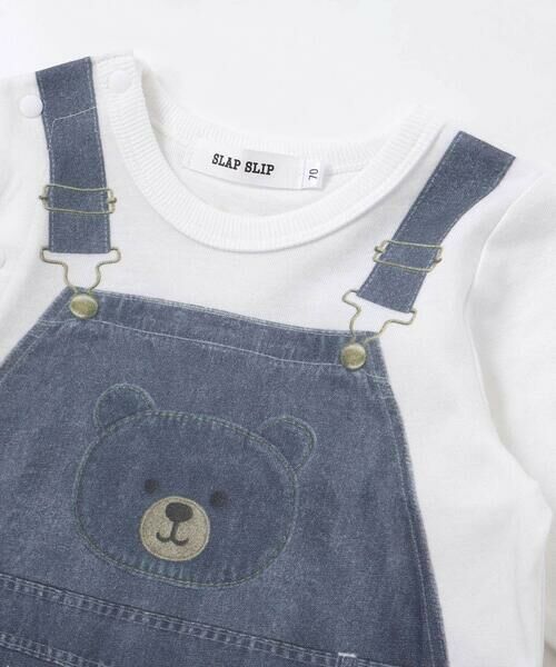 SLAP SLIP BABY / スラップ スリップ ベビー ロンパース | アニマルクマさんストライプサロペット重ね着風プリントロンパースベビー(60~80cm) | 詳細3