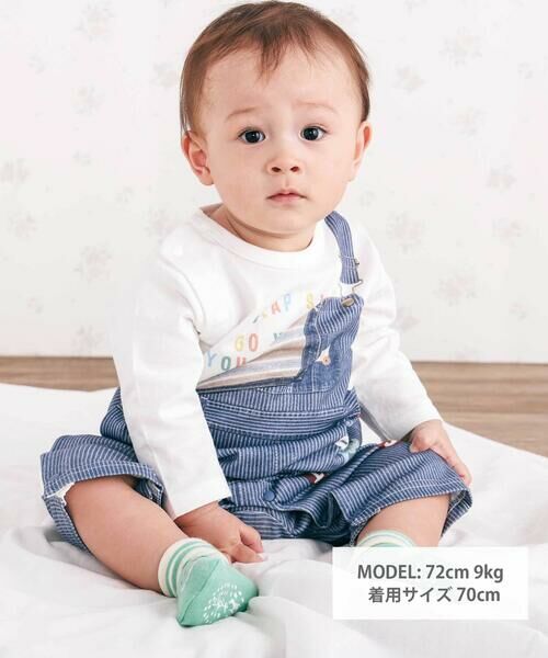 SLAP SLIP BABY / スラップ スリップ ベビー ロンパース | アニマルクマさんストライプサロペット重ね着風プリントロンパースベビー(60~80cm) | 詳細13