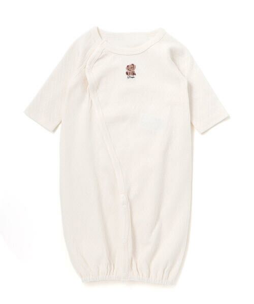 SLAP SLIP BABY / スラップ スリップ ベビー 肌着 | アニマルクマウサギ恐竜刺しゅう接結インナー2WAYオールベビー(50~70cm)（オフホワイト(クマ)）