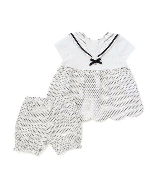 SLAP SLIP BABY / スラップ スリップ ベビー ベビー・キッズウエア | 【マリンシリーズ】セーラー襟スカラップワンピース＋ブルマセットアップベビー(70~80cm)（ホワイト系）