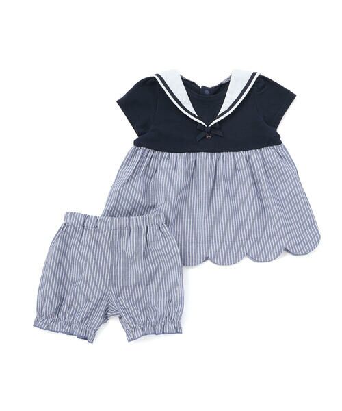 SLAP SLIP BABY / スラップ スリップ ベビー ベビー・キッズウエア | 【マリンシリーズ】セーラー襟スカラップワンピース＋ブルマセットアップベビー(70~80cm) | 詳細17