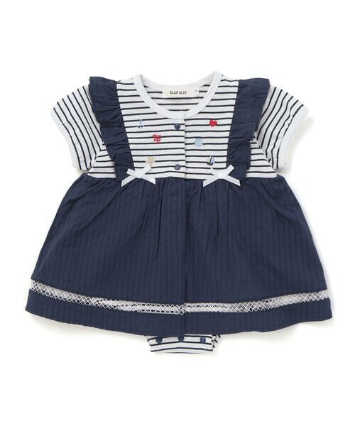 SLAP SLIP BABY / スラップ スリップ ベビー ロンパース | 【マリンシリーズ】マリン刺しゅうカバーオールベビー(70~80cm)（ネイビー系）