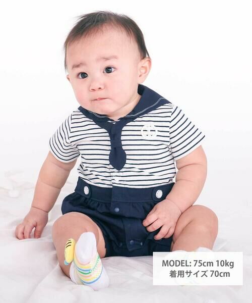 SLAP SLIP BABY / スラップ スリップ ベビー ロンパース | 【マリンシリーズ】タイ付きドッキングカバーオールベビー(70~80cm) | 詳細7