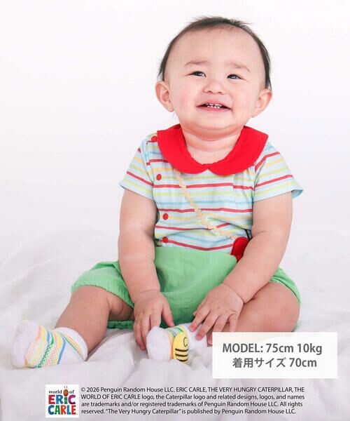 SLAP SLIP BABY / スラップ スリップ ベビー ロンパース | 【絵本コラボ-はらぺこあおむし-】無地&ボーダー柄ボディミニベビー(70~80cm) | 詳細11