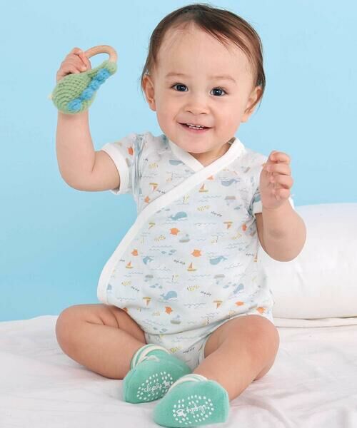 SLAP SLIP BABY / スラップ スリップ ベビー 肌着 | 海の生き物&レモン&アニマル総柄半袖肌着ベビー(60~70cm)（海の生き物xブルー系）