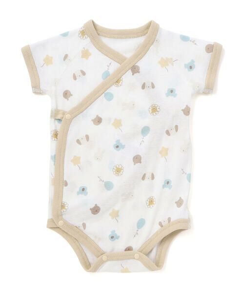 SLAP SLIP BABY / スラップ スリップ ベビー 肌着 | 海の生き物&レモン&アニマル総柄半袖肌着ベビー(60~70cm)（アニマルｘベージュ系）