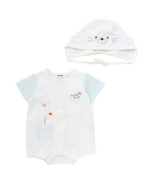 SLAP SLIP BABY / スラップ スリップ ベビー ロンパース | 海の生き物ロンパース+帽子セットベビー(70~80cm)（ホワイト）