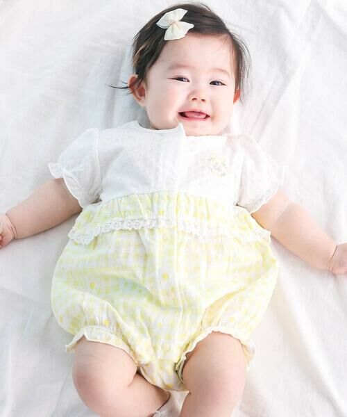 SLAP SLIP BABY / スラップ スリップ ベビー ロンパース | 【お揃い】ウエスト切り替えフリルカバーオールベビー(60~80cm)（イエロー系）