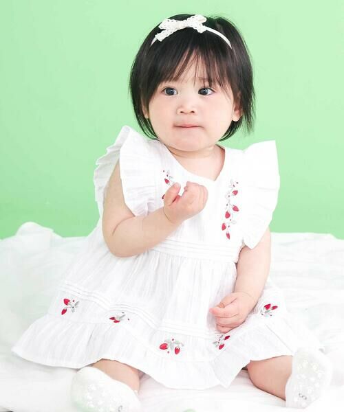 SLAP SLIP BABY / スラップ スリップ ベビー ベビー・キッズウエア | ピンタックティアードワンピースブルマ付きセットアップベビー(70~80cm)（ホワイト）