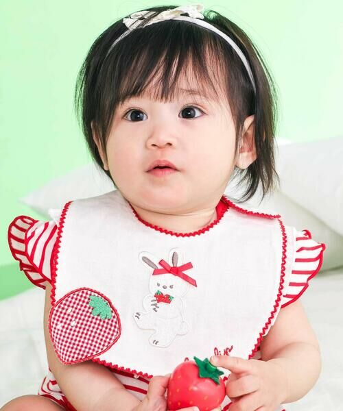 SLAP SLIP BABY / スラップ スリップ ベビー スタイ・ビブ | 【お揃い】フルーツ飛び出しウサギクマスタイベビー（レッド系）