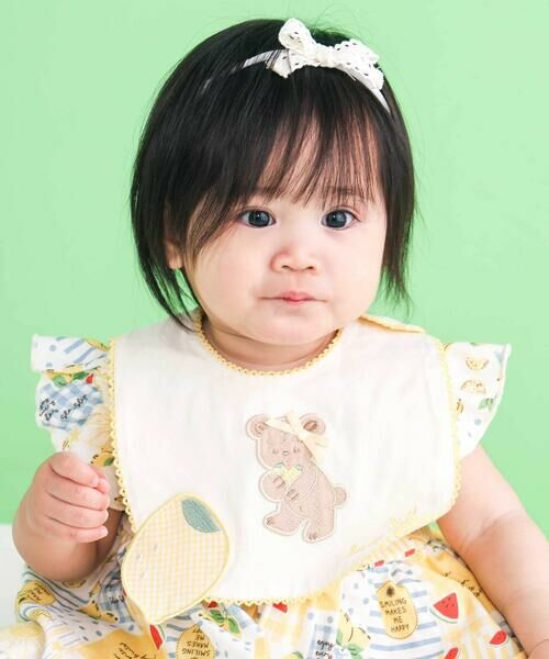 SLAP SLIP BABY / スラップ スリップ ベビー スタイ・ビブ | 【お揃い】フルーツ飛び出しウサギクマスタイベビー（イエロー系）