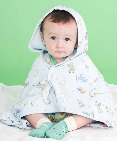 SLAP SLIP BABY / スラップ スリップ ベビー ベビー・キッズグッズ | 【UVカット/接触冷感/お揃い】レモンおもちゃ総柄3WAYおくるみベビー（ブルー系）