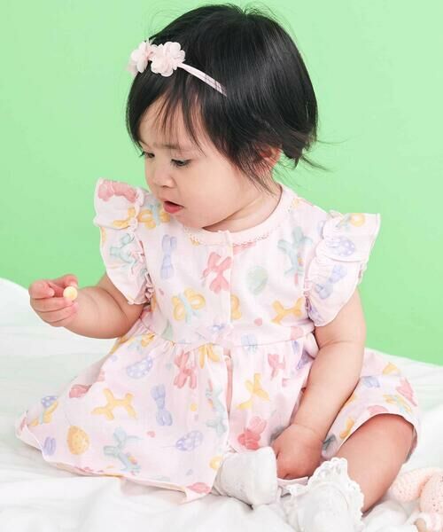 SLAP SLIP BABY / スラップ スリップ ベビー ロンパース | 【お揃い】バルーン宝石アイス果物総柄プリントボディミニベビー(60~80cm)（ピンク系）