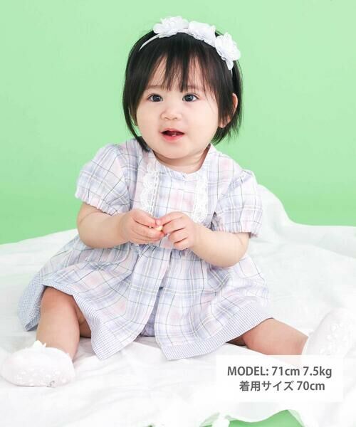 SLAP SLIP BABY / スラップ スリップ ベビー ロンパース | 【お揃い】リボン付きマドラスチェックカバーオールベビー(70~80cm) | 詳細1