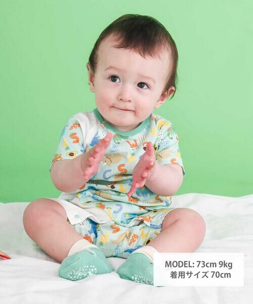 SLAP SLIP BABY / スラップ スリップ ベビー ロンパース | 【お揃い】総柄プリント配色天竺カバーオールベビー(60~80cm) | 詳細14