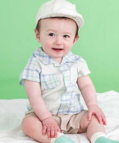 SLAP SLIP BABY / スラップ スリップ ベビー ロンパース | 【お揃い】マドラスチェック切り替えシャツ風カバーオールベビー(70~80cm)