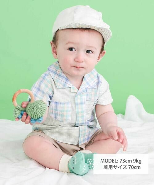 SLAP SLIP BABY / スラップ スリップ ベビー ロンパース | 【お揃い】マドラスチェック切り替えシャツ風カバーオールベビー(70~80cm) | 詳細11