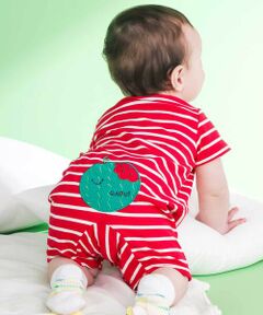 SLAP SLIP BABY / スラップ スリップ ベビー ロンパース | 【お揃い】お尻フルーツモチーフパッチボーダー天竺カバーオールベビー(60~80cm)