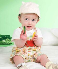 SLAP SLIP BABY / スラップ スリップ ベビー ロンパース | 【お揃い】フルーツポケット付き総柄カバーオールベビー(60~80cm)