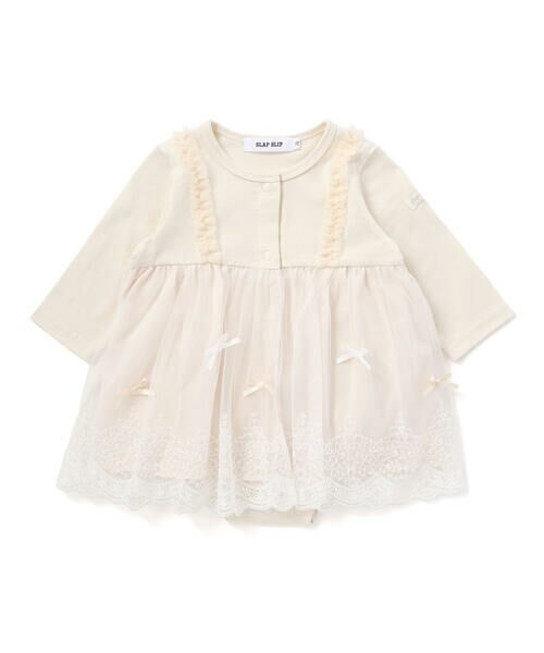 SLAP SLIP BABY / スラップ スリップ ベビー ロンパース | 裾リボンモチーフ切り替えチュールスカート付きロンパースベビー(70~80cm) | 詳細1