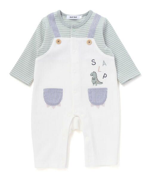 SLAP SLIP BABY / スラップ スリップ ベビー ロンパース | 恐竜モチーフヒレ付きサロペット重ね着風ロンパースベビー(70~80cm) | 詳細3