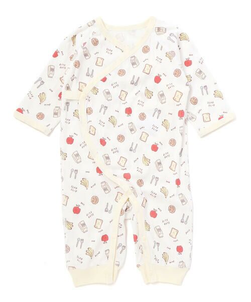 SLAP SLIP BABY / スラップ スリップ ベビー ロンパース | 総柄プリント長袖インナーロンパース 肌着ベビー(60~70cm)（オフホワイト系）