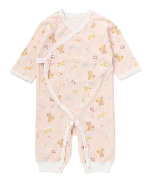 SLAP SLIP BABY / スラップ スリップ ベビー ロンパース | 総柄プリント長袖インナーロンパース 肌着ベビー(60~70cm)（ピンク系）