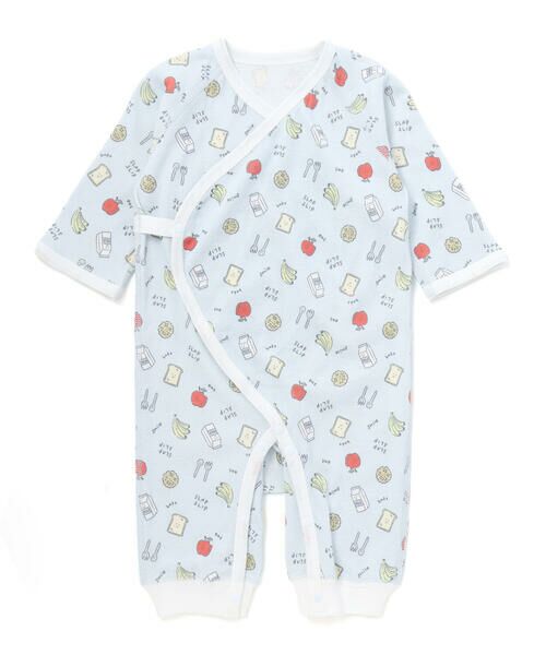 SLAP SLIP BABY / スラップ スリップ ベビー ロンパース | 総柄プリント長袖インナーロンパース 肌着ベビー(60~70cm)（ブルー系）