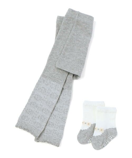 SLAP SLIP BABY / スラップ スリップ ベビー ベビー・キッズグッズ | 裾花柄レギンス＋ソックスセットベビー(70~80cm)（グレー）