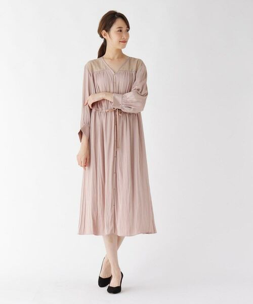 セール 手洗い可 ヨークレースドロストサテンワンピース ミニ丈 ひざ丈ワンピース Smart Pink スマート ピンク ファッション通販 タカシマヤファッションスクエア